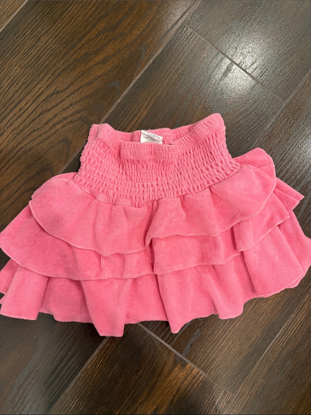 Girls' Pink Tiered Ruffle Skirt with Smocked Waist